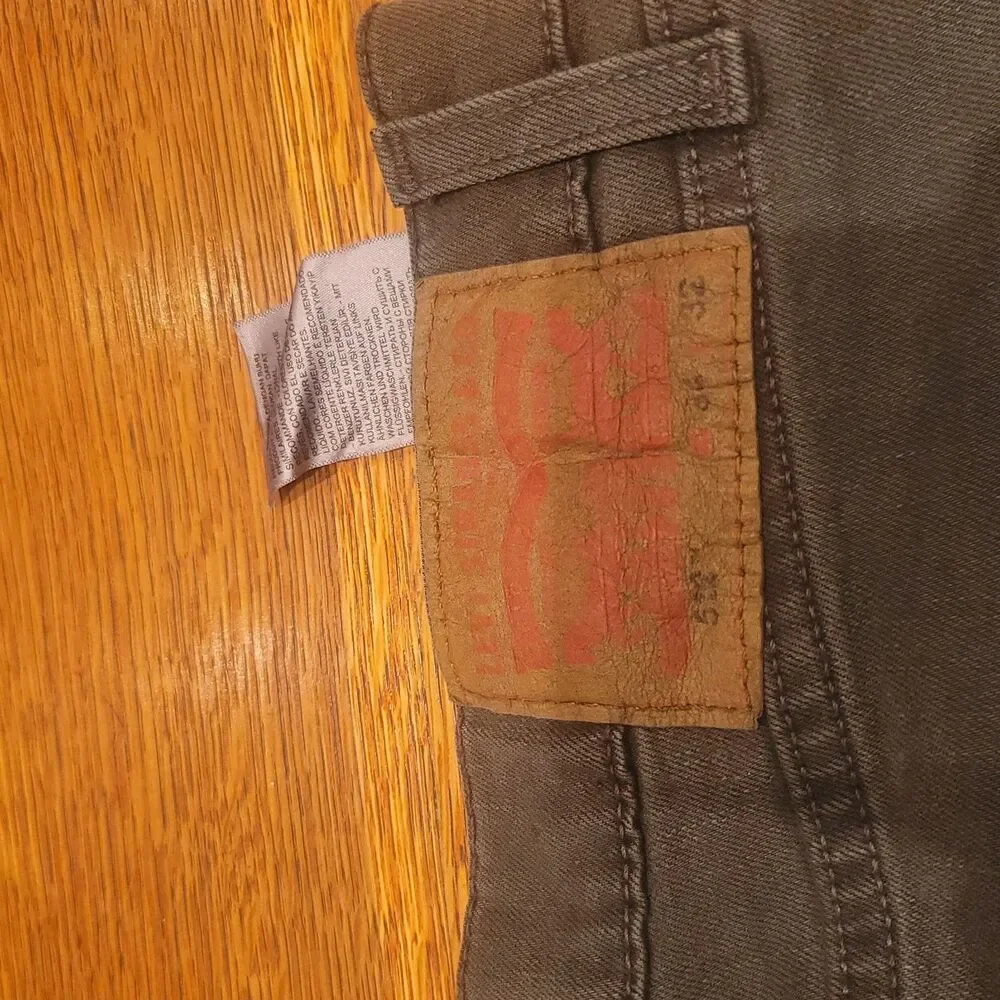 Levi's 512 34x32 Men's Gray Slim Fit Stretch Denim Jeans 5-Pocket Zip Button